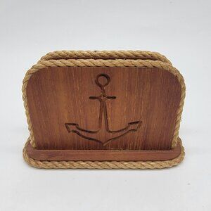 Vintage Anchor Wood Napkin Holder Or‎ Mail Holder 1970's Retro Beach House